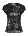 Diesel Woman T-shirt Black Size L Modal, Elastane