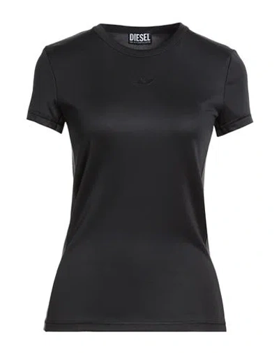 Diesel Woman T-shirt Black Size L Modal, Polyester, Elastane