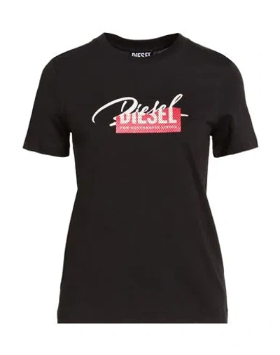 Diesel Woman T-shirt Black Size M Cotton