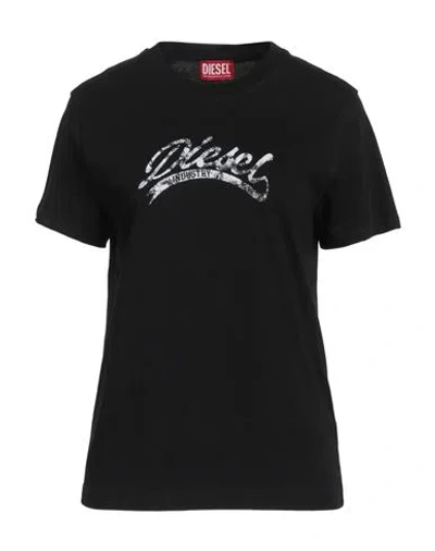 Diesel Woman T-shirt Black Size L Cotton