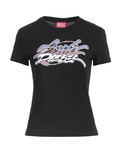 Diesel Woman T-shirt Black Size Xl Cotton