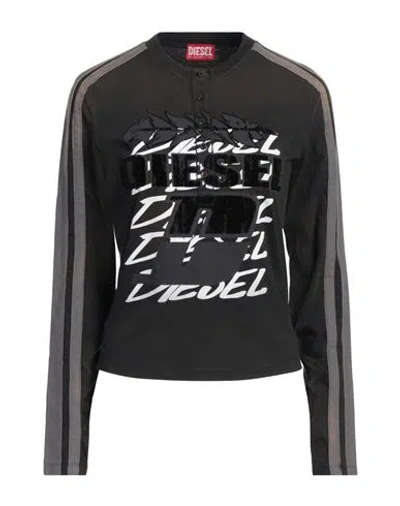 Diesel Woman T-shirt Charcoal Size M Cotton
