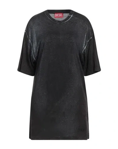 Diesel Woman T-shirt Charcoal Size M Rayon In Grey