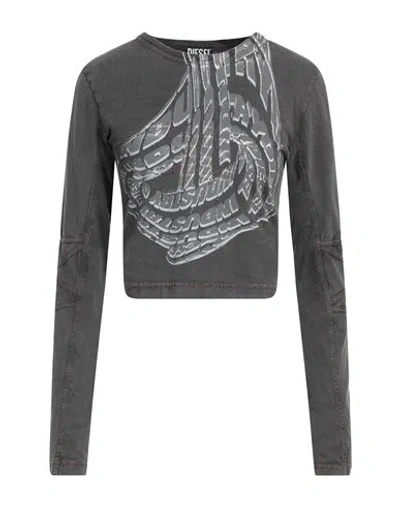 Diesel Woman T-shirt Lead Size Xs Cotton In Grey