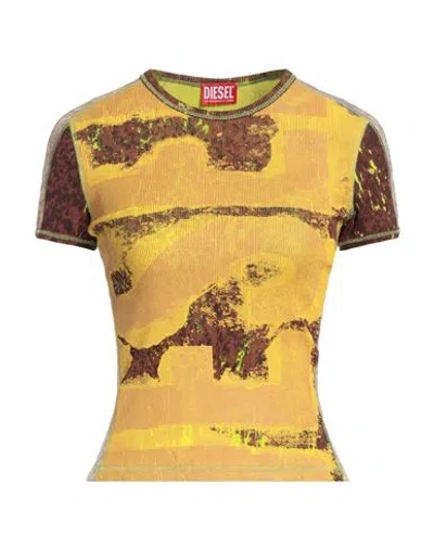 Diesel Woman T-shirt Marigold Size L Cotton, Elastane