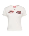 Diesel Woman T-shirt Off White Size L Cotton