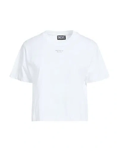 Diesel Woman T-shirt White Size L Cotton