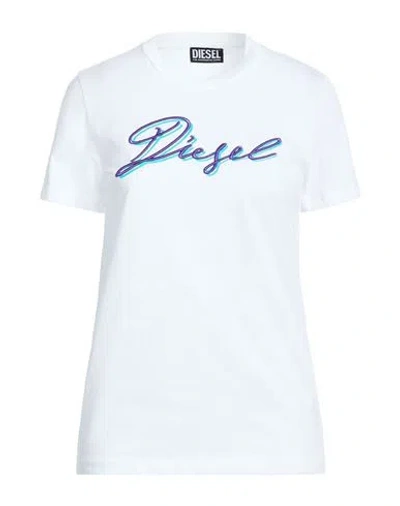 Diesel Woman T-shirt White Size L Cotton