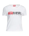 Diesel Solid Color T-sli-div Crew-neck T-shirt With Embossed Logo In White