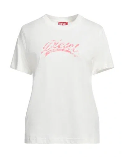 Diesel Cotton T-shirt With Embossed Logo In White