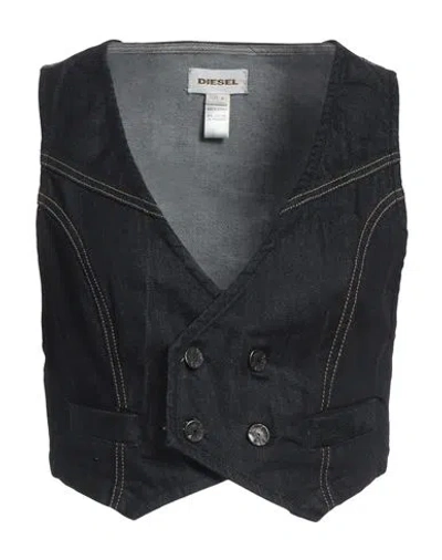 Diesel Woman Tailored Vest Blue Size L Cotton, Elastane In Black