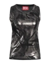 Diesel Woman Tank Top Black Size M Modal, Elastane