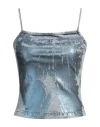 Diesel Woman Top Azure Size L Cotton, Elastane