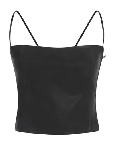 Diesel Woman Top Black Size 6 Polyester, Virgin Wool, Elastane, Polyurethane Coated