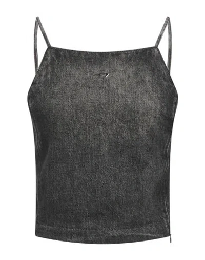 Diesel Woman Top Black Size L Cotton, Hemp