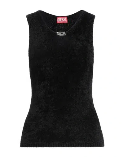 Diesel Woman Top Black Size M Rayon, Nylon