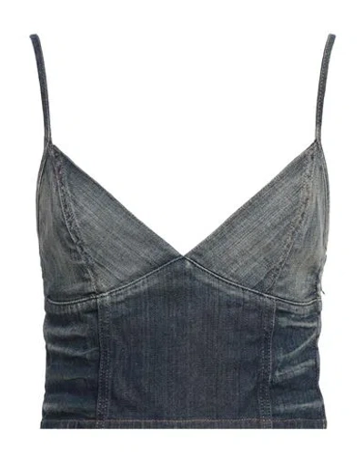 Diesel Woman Top Blue Size L Cotton, Elastane