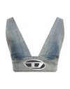 Diesel Top Bralette In Denim Streaky In Blue