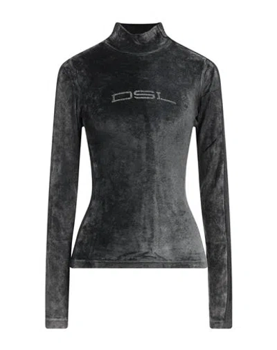 Diesel Woman Top Charcoal Size L Rayon, Polyester In Grey