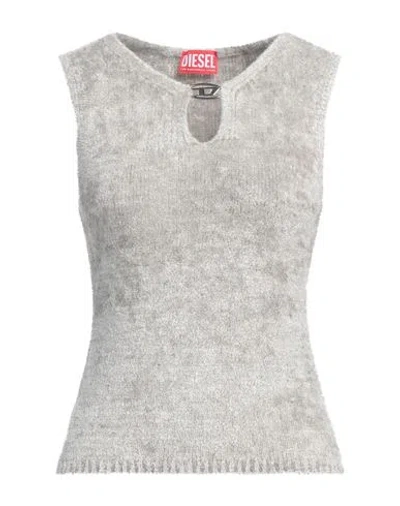 Diesel Woman Top Grey Size L Rayon, Nylon