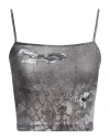 Diesel Woman Top Lead Size M Nylon, Elastane In Grey
