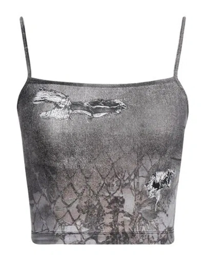Diesel Woman Top Lead Size M Nylon, Elastane In Grey