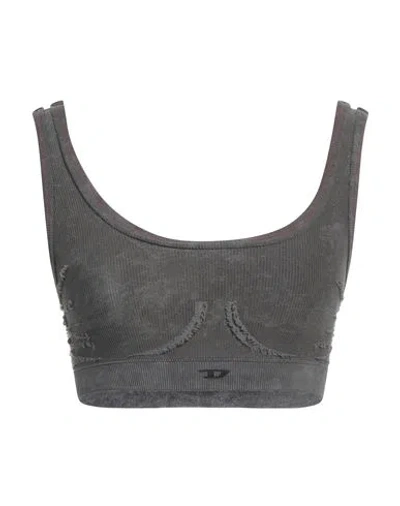 Diesel Woman Top Lead Size S/m Polyamide, Elastane In Gray