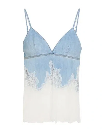 Diesel Woman Top Light Blue Size L Cotton, Lyocell, Modal, Nylon