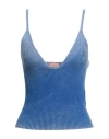 Diesel Woman Top Navy Size M Cotton In Blue
