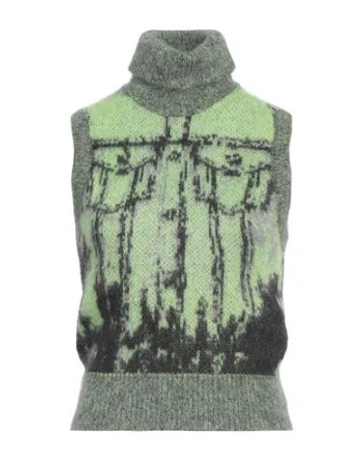 Diesel Woman Turtleneck Light Green Size M Mohair Wool, Nylon, Wool