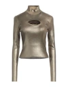 DIESEL DIESEL WOMAN TURTLENECK PLATINUM SIZE L RAYON, POLYESTER, ELASTANE