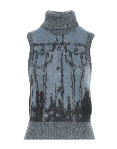 Diesel Woman Turtleneck Slate Blue Size Xl Mohair Wool, Nylon, Wool