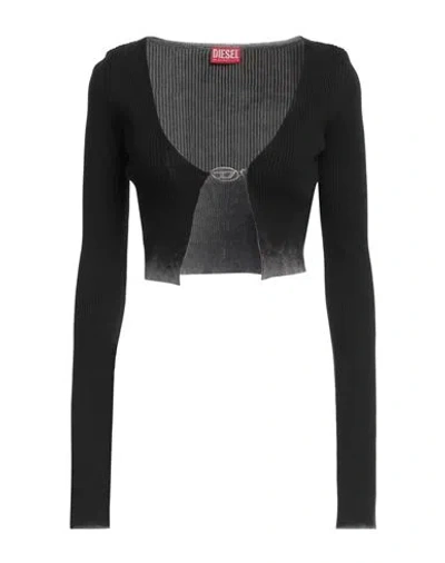 Diesel Woman Wrap Cardigans Black Size M Cotton In Black