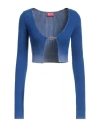 Diesel M-latina Ribbed Cotton Crop Top In Blue