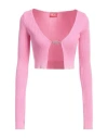 Diesel Woman Wrap Cardigans Pink Size L Cotton