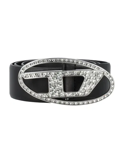Diesel Women's 1 Dr Strass Belt In Black