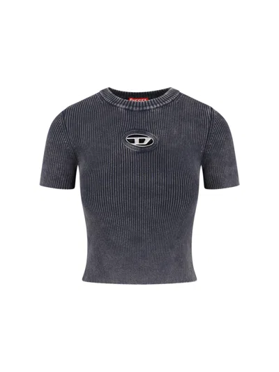 Diesel Women's 100% Cotton T-shirt In Gray