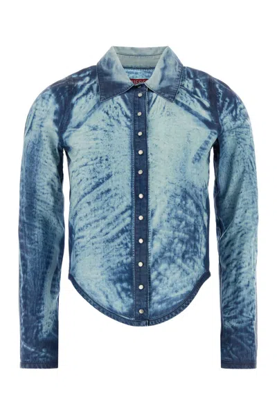 Diesel Women's 100% Lyocell Button-front Shirt In Light Blue