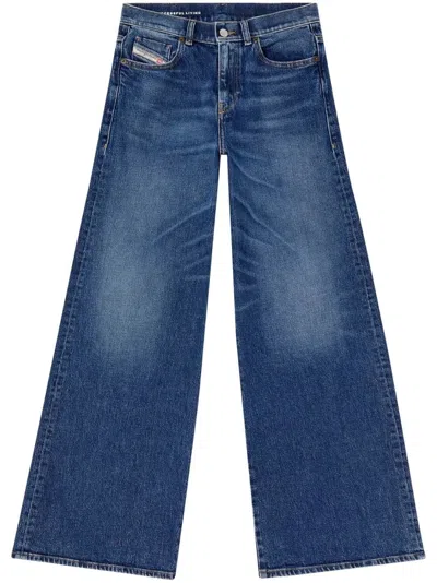 Diesel Wide-leg Trousers Belt Loops In Blue