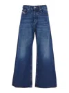 Diesel 'd-sire 1996' Blue Jeans With Wide Leg And Logo Patch On The Rear In Blue