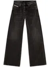 Diesel Wide-leg Black Jeans With Classic Five-pocket Styling In Brown
