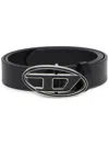 Diesel B 1dr 25 Black Leather Belt With Distinctive Logo Buckle In Black