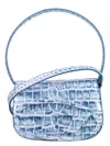 Diesel Croco-embossed Leather 1dr Shoulder Bag In Light Blue