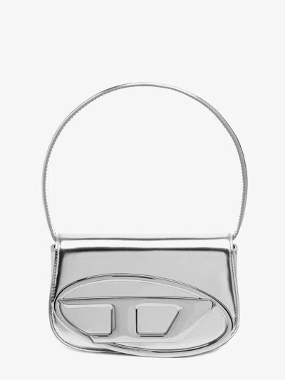 Diesel Women 1dr Mirror Leather Shoulder Bag In Silver