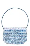 Diesel Croco-embossed Leather 1dr Shoulder Bag In Blue