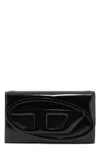 Diesel 1dr Leather Wallet On Chain In Black