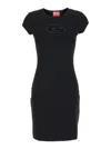 Diesel Women Abito Corto Con Dettaglio Oval D Cut Out In Cotone Stretch Nero Donna In Black