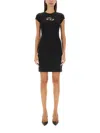 Diesel Abito Corto Con Dettaglio Oval D Cut Out In Cotone Stretch Nero Donna In Black