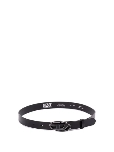 Diesel Women `b-1dr 25` Leather Belt With Enamelled Buckle