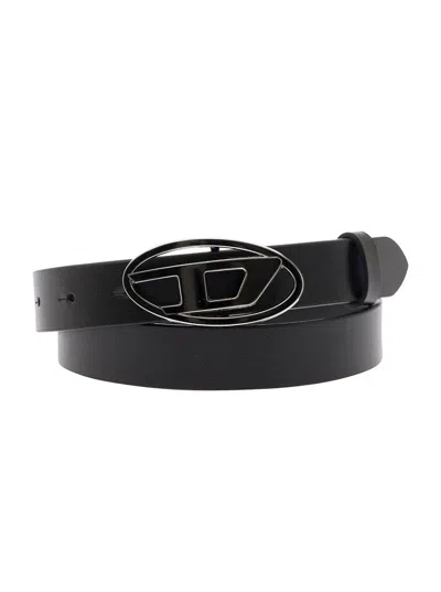 DIESEL DIESEL WOMEN 'B-1DR' BLACK BELT WITH OVAL D BUCKLE IN LEATHER WOMAN